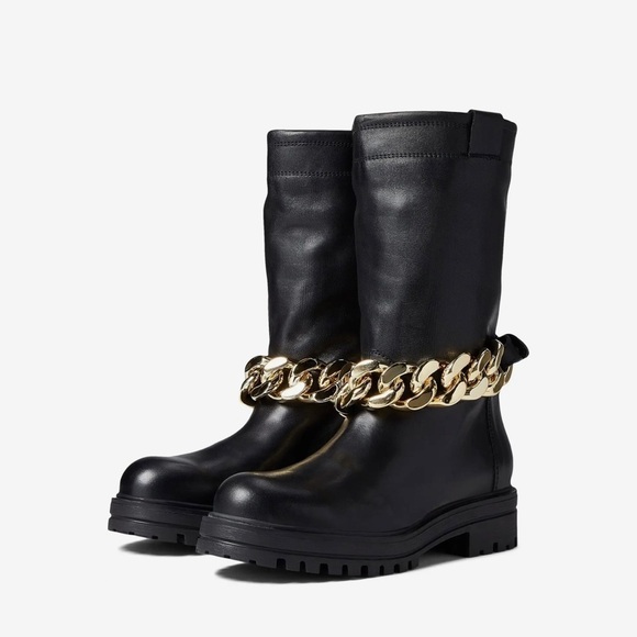 STEVE MADDEN MOTOR CYCLE BIKER DEVOTION MID-CALF BOOTS BLACK SIZE 39 US  8.5 - Picture 10 of 10